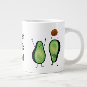 Avocado funny cheering handstand green pit large coffee mug