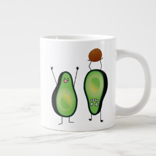 Avocado funny cheering handstand green pit large coffee mug