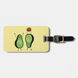 Avocado funny cheering handstand green pit luggage tag