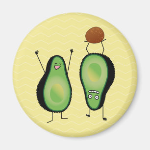 Avocado funny cheering handstand green pit magnet