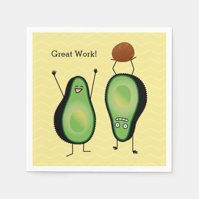 Avocado funny cheering handstand green pit napkin (Front)