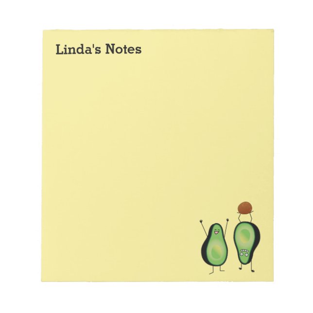 Avocado funny cheering handstand green pit notepad (Front)