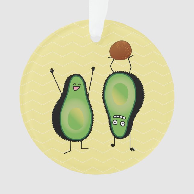 Avocado funny cheering handstand green pit ornament (Front)