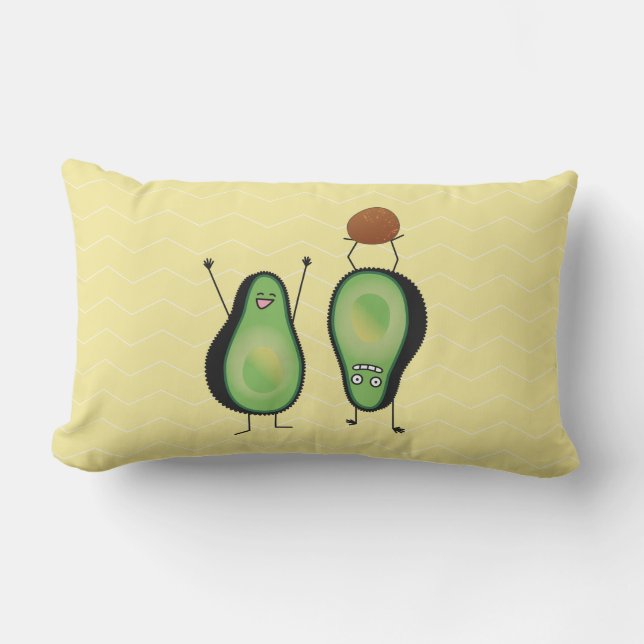 Avocado funny cheering handstand green pit outdoor pillow (Front)
