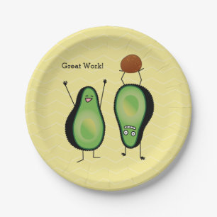 Avocado funny cheering handstand green pit paper plate
