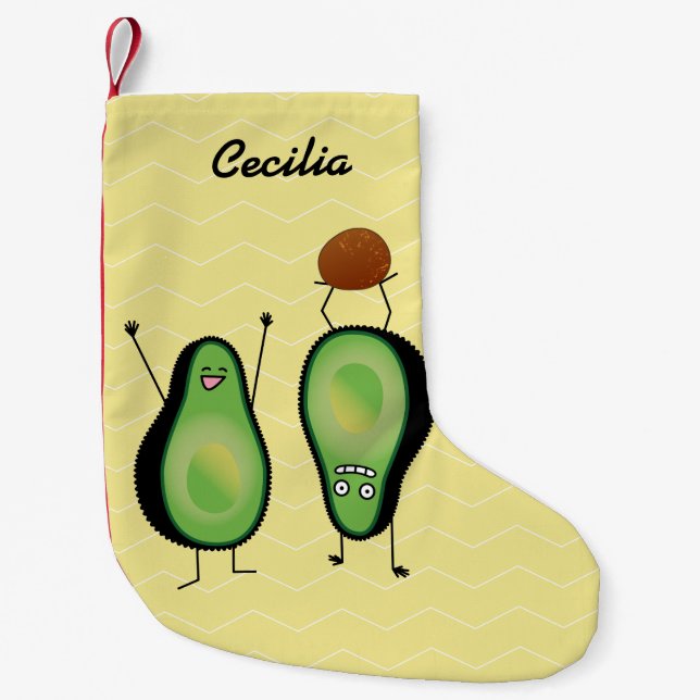 Avocado funny cheering handstand green pit small christmas stocking (Front)