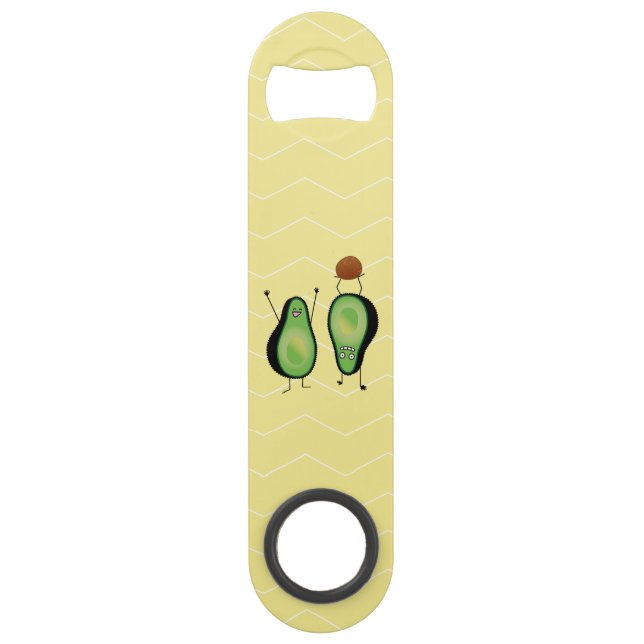Avocado funny cheering handstand green pit speed bottle opener (Front)