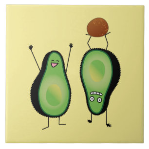 Avocado funny cheering handstand green pit tile