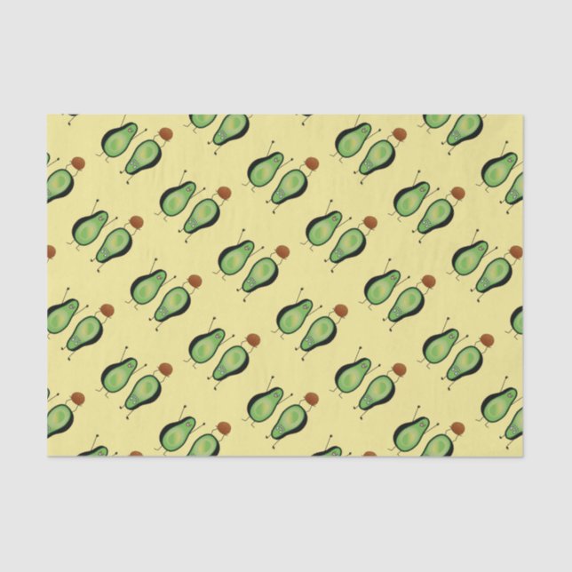 Avocado funny cheering handstand green pit tissue paper (Front)