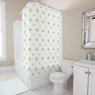 Avocado Green Atomic Starburst Pattern Mid-century