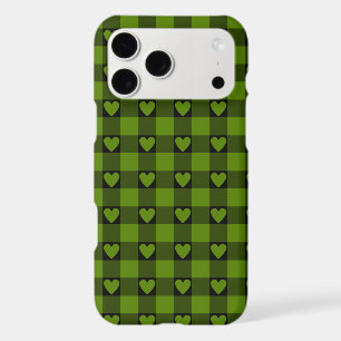 Avocado Green Black Buffalo Heart Plaid Phone Case