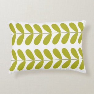 Avocado Green Buds Midcentury Decorative Pillow