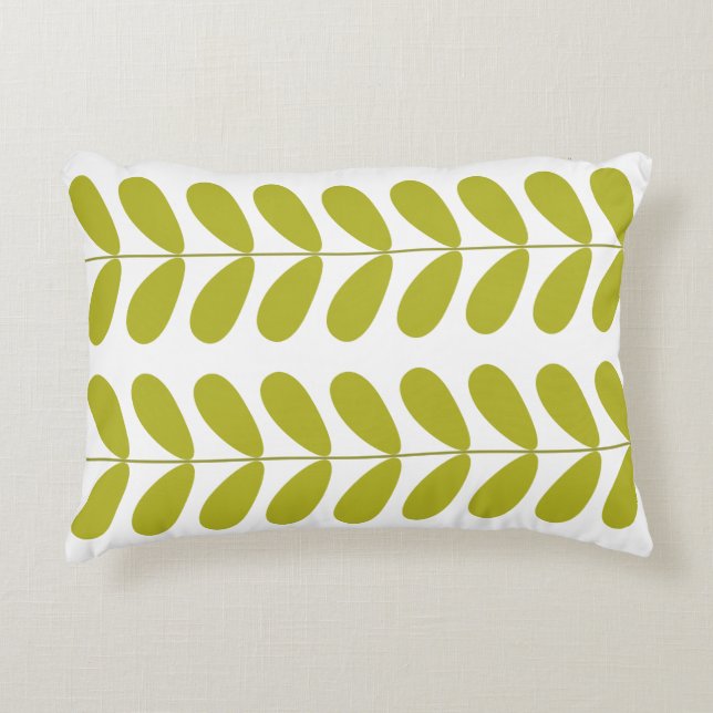 Avocado Green Buds Midcentury Decorative Pillow (Front)