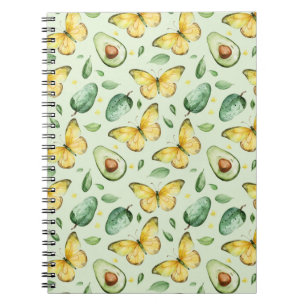 Avocado Green Butterflies Birthday Notebook