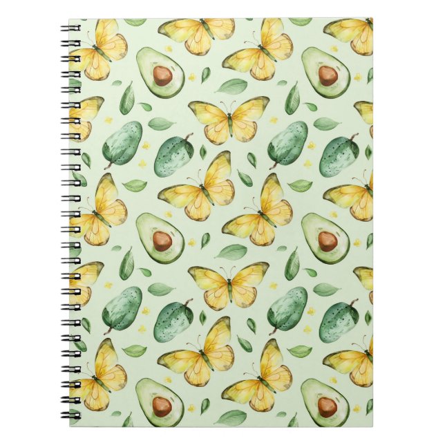 Avocado Green Butterflies Birthday Notebook (Front)