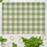Avocado Green Cottagecore Gingham Check Plaid Kitchen Towel<br><div class="desc">Modern spring picnic trend,  with gingham plaid tartan pattern in avocado green and cream colours.</div>
