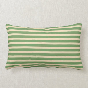 Avocado Green Cream Stripe Indoor Lumbar Pillow