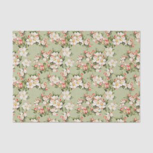 Avocado Green Floral Elegant Tissue Paper