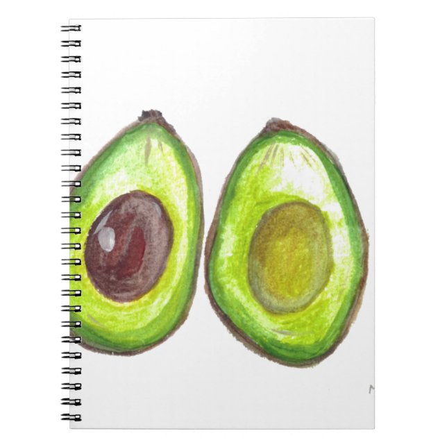 Avocado green fruit good watercolor vegan veggie notebook (Front)
