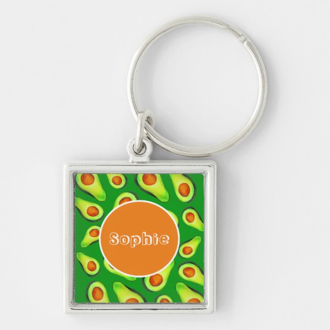Avocado green health fruit foodie keychain (Front)