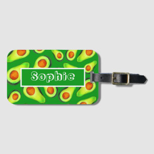 Avocado green health fruit foodie luggage tag