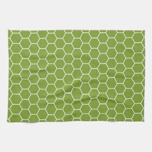 Avocado Green Honeycomb Hexagon Geometric Pattern Kitchen Towel