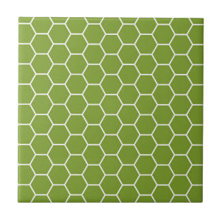 Avocado Green Honeycomb Hexagon Geometric Pattern Tile
