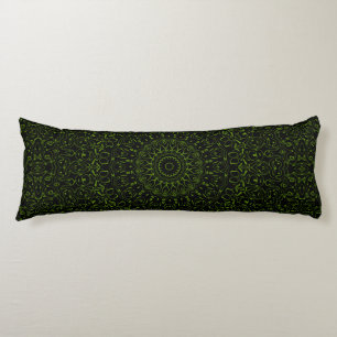 Avocado Green Mandala with Geometric Symmetry Body Pillow