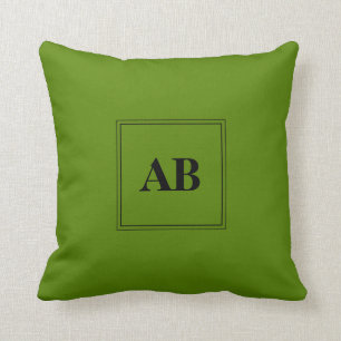 Avocado green monogram design throw pillow