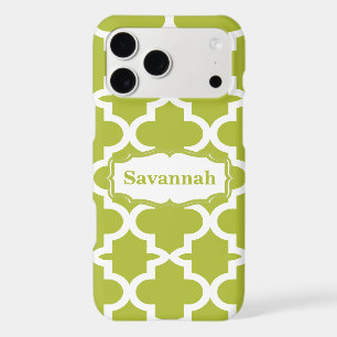 Avocado Green Moroccan Tile Personalized iPhone