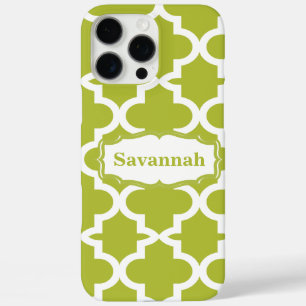 Avocado Green Moroccan Tile Personalized iPhone iPhone 16 Pro Max Case