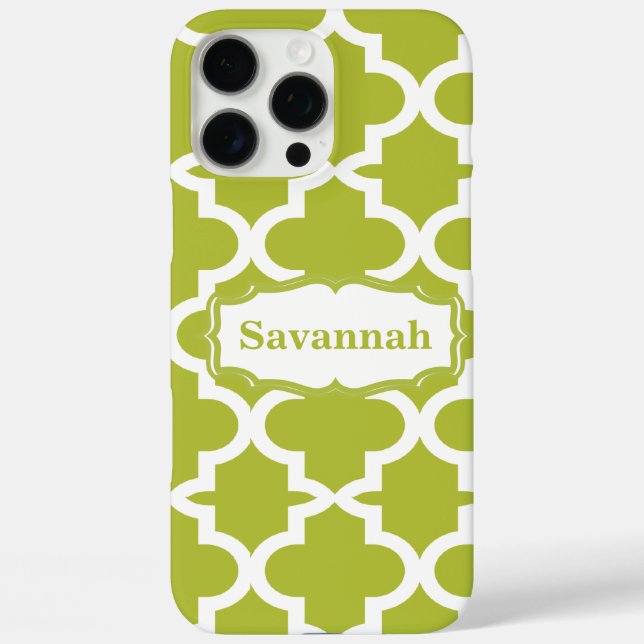 Avocado Green Moroccan Tile Personalized iPhone Case-Mate iPhone Case (Back)