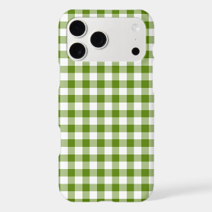 Avocado Green Plaid Gingham Retro iPhone Case
