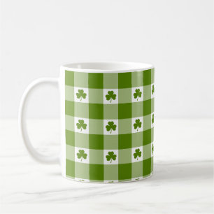 Avocado Green Plaid Shamrock Clover Retro Color Coffee Mug