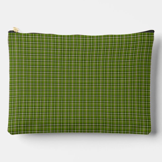 Avocado Green Plaid Windowpane Pattern Retro Accessory Pouch (Front)