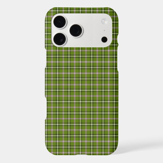 Avocado Green Plaid Windowpane Retro iPhone Case (Back)