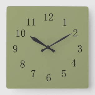 Avocado Green Square Wall Clock