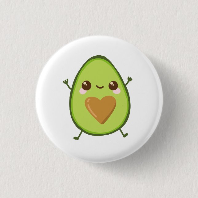 Avocado Heart 1 Inch Round Button (Front)