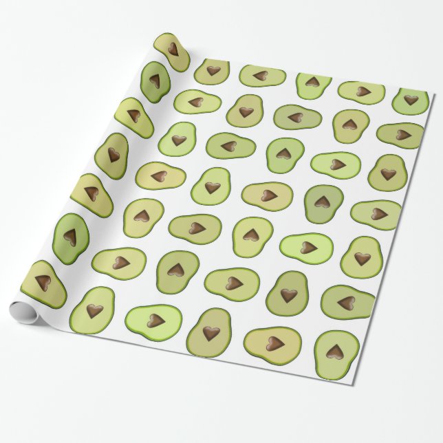 Avocado Heart Fruit Fiesta Baby Shower Party Wrapping Paper (Unrolled)