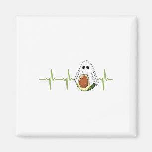 Avocado Heartbeat Halloween Ghost Boocado Vegan Me Magnet