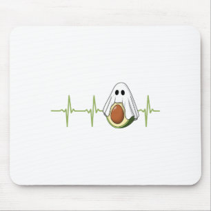 Avocado Heartbeat Halloween Ghost Boocado Vegan Me Mouse Pad
