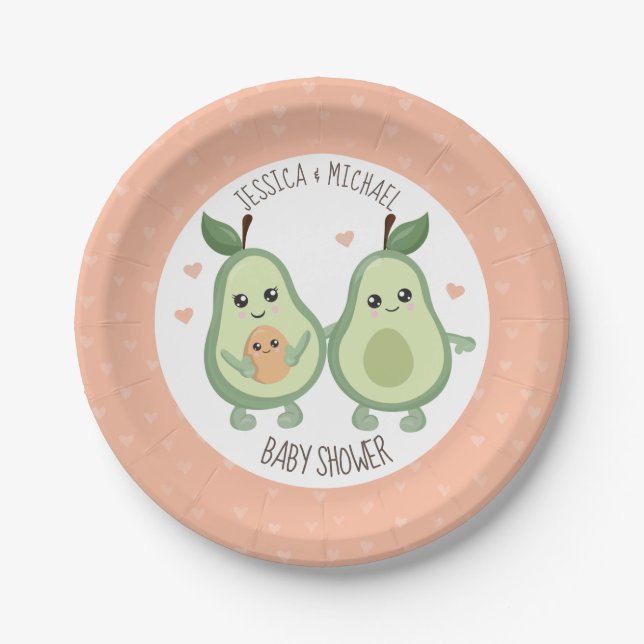 Avocado Holy Guacamole Baby Shower Paper Plate (Front)
