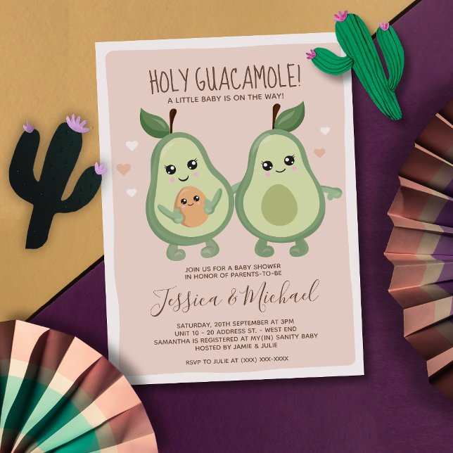 Avocado Holy Guacamole Lesbian Baby Shower  Invitation (Creator Uploaded)