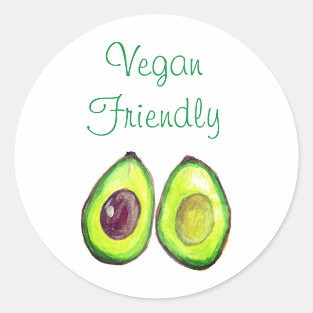 Avocado Humour Text Vegan Food Healthy Fruit Class Classic Round Sticker (Front)