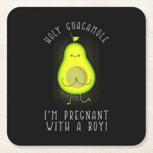 Avocado I Am Pregnant With A Boy Square Paper Coaster