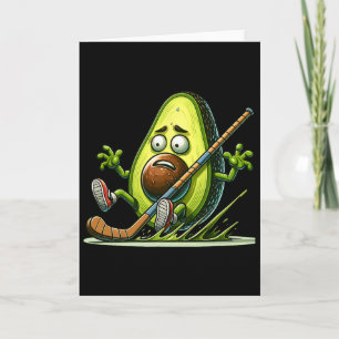 Avocado Ice Hockey Humor Cartoon Goalie Slip  Card