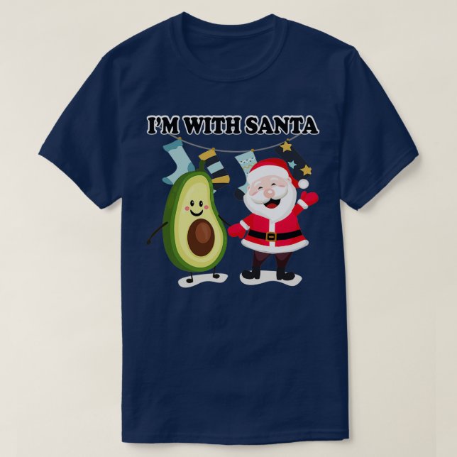 Avocado Im With Santa Claus T-Shirt (Design Front)