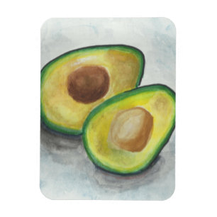 Avocado in Watercolor on a grey Background Magnet