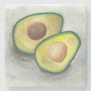Avocado in Watercolor Stone Coaster