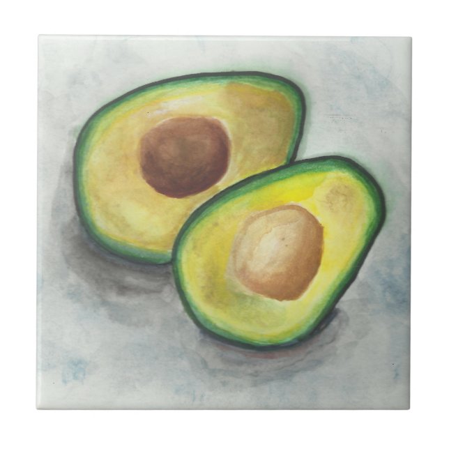 Avocado in Watercolor Tile (Front)